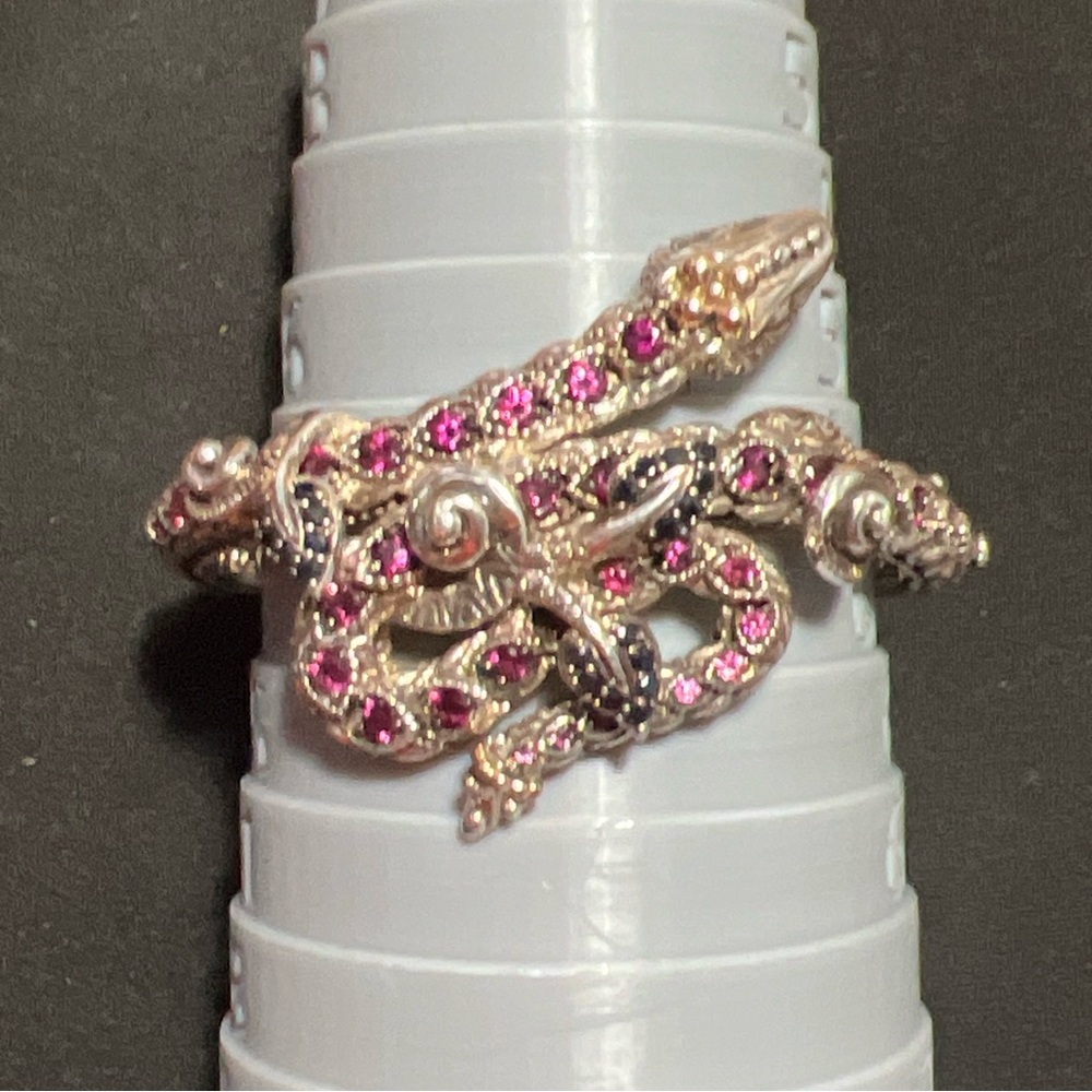 Barbara Bixby .925 18K Accents Sapphire Rhodolite Gemstone Wrap Snake Bracelet